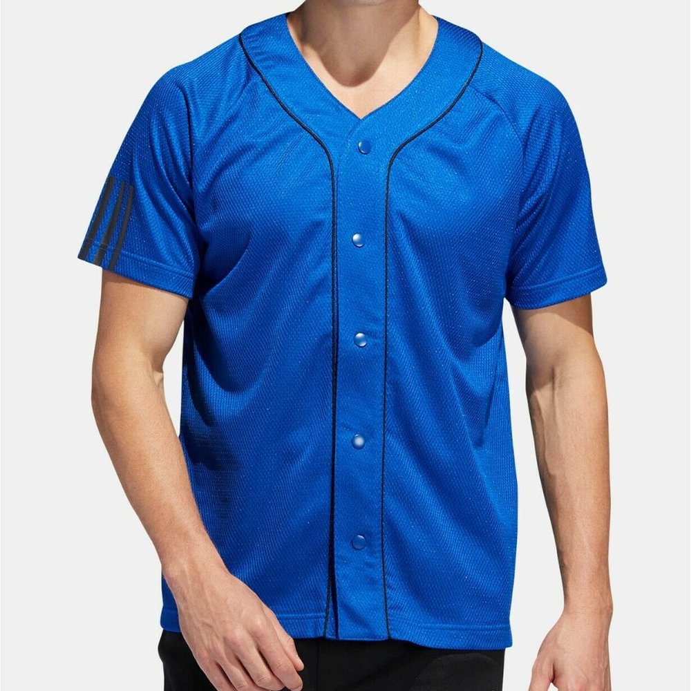 💙 ADIDAS | 3 Stripe Baseball Buttoned Jersey